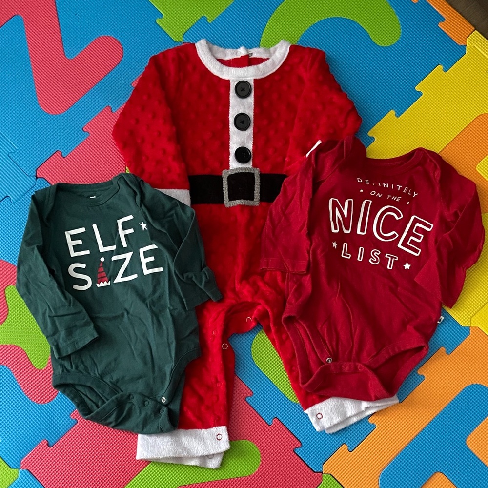 Festive Baby Onesie Set - Red, Green, White
